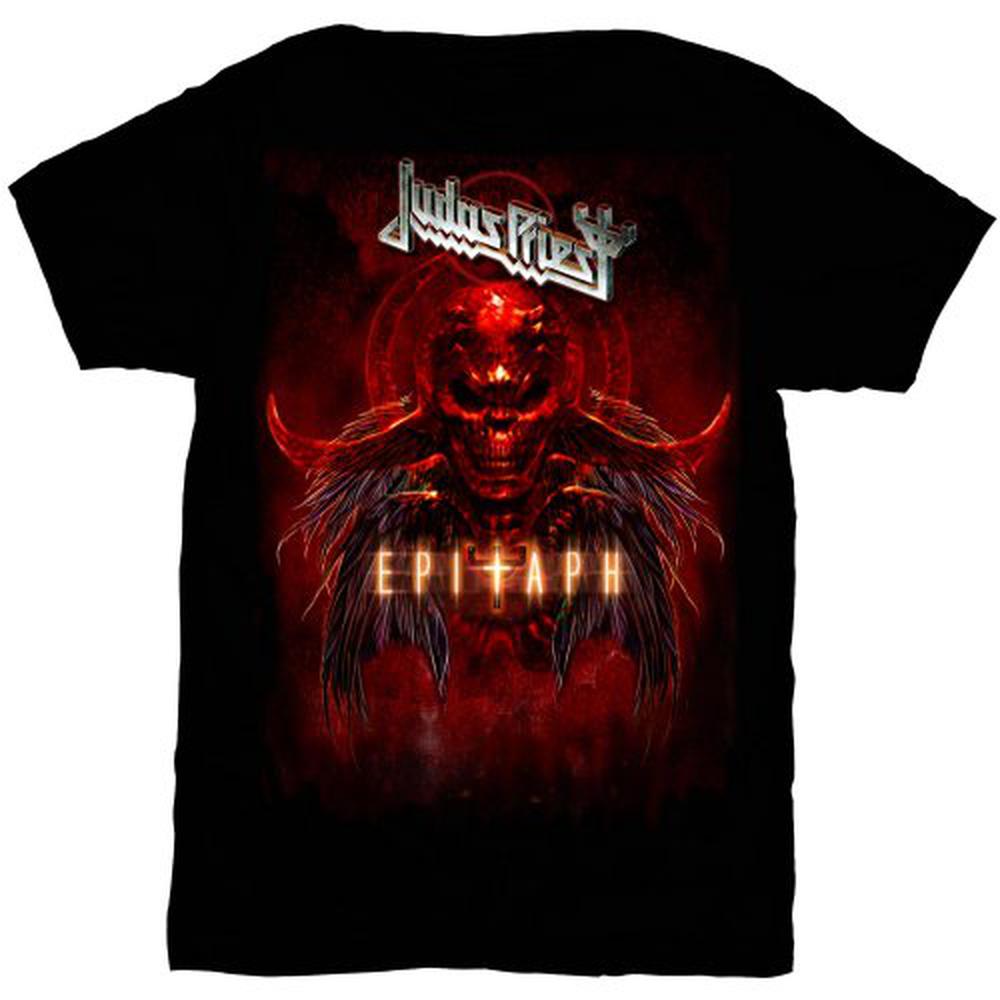 Judas Priest - Epitaph Red Horns Mens T-shirt - Black